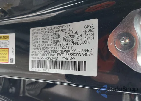 2023 Honda Cr-V Ex-L Awd from USA, damaged, VIN 7FARS4H72PE000091